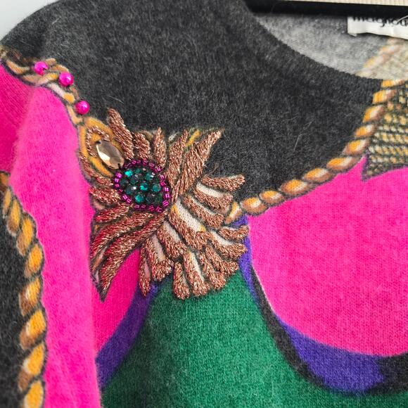VTG Magnolia Wool Angora Sweater Bold Abstract Whimsygoth Baroque Retro 80 90s L - Picture 3 of 9